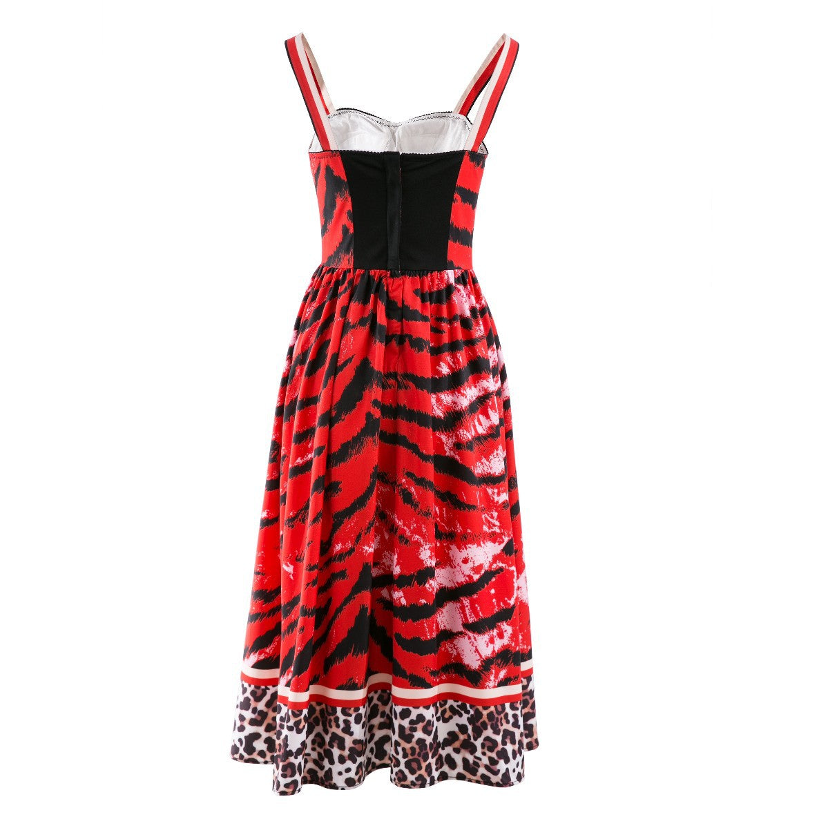 Muschibitch Red Tiger Dress – Animal Print Bustier Midi Kleid