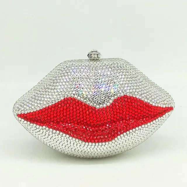 Muschibitch Crystal Lips Clutch – Rhinestone Designer Abendtasche