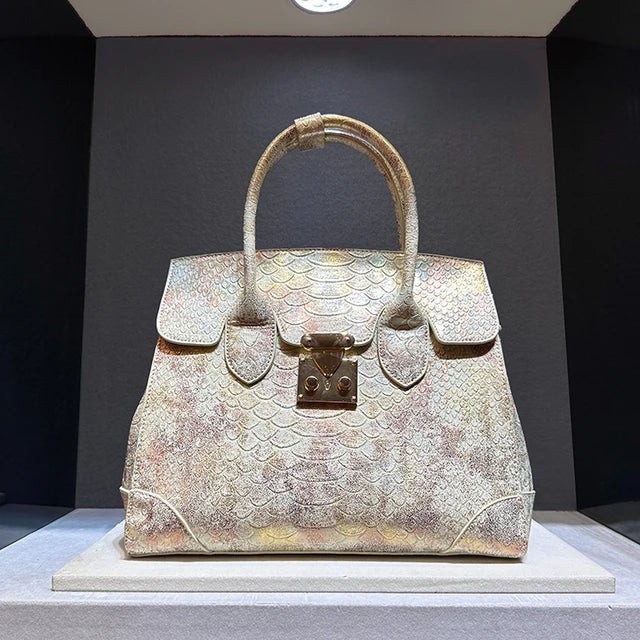 Punkgräfin Luxury Snake Print Designer Handbag – Turquoise Python Leather