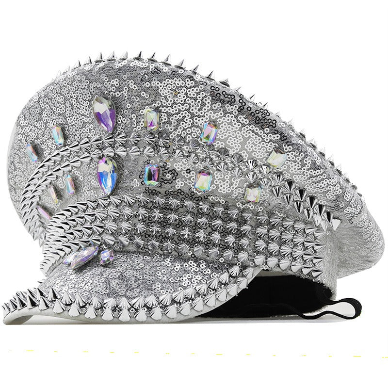 Muschibitch Spike Sequin Cap – Luxus Punk Festival Glitzer Hut
