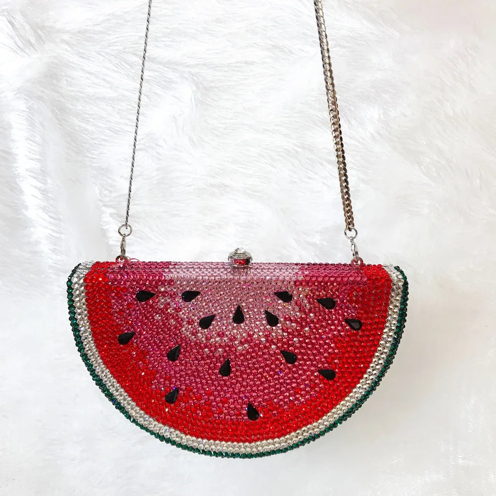 Muschibitch Crystal Watermelon Clutch – Rhinestone Designer Abendtasche