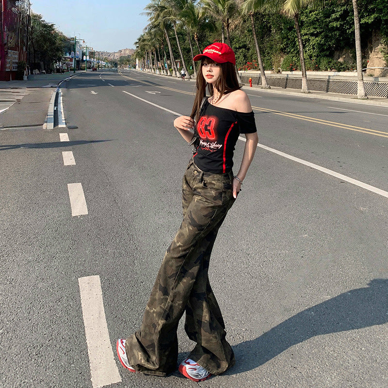 Punkgräfin – Camouflage Flare Street Jeans