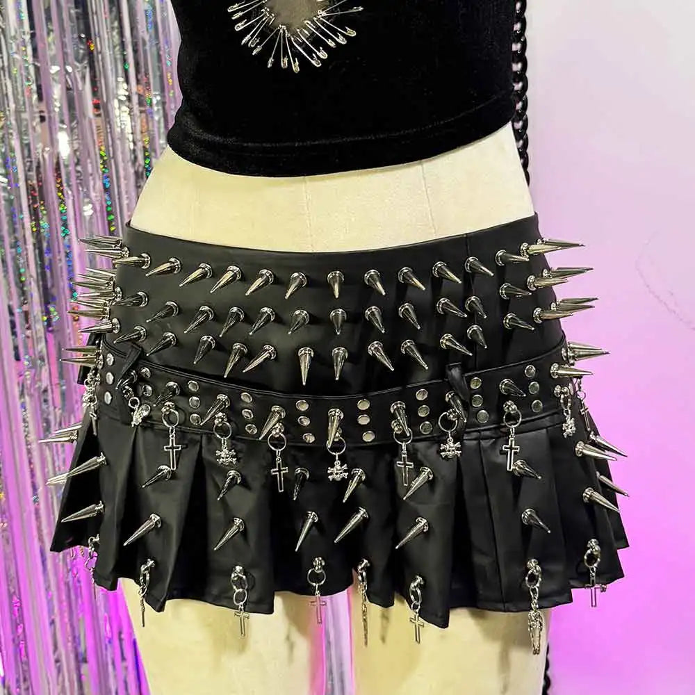 Punkgräfin Velvet Violence Collection Spike Rock – Gothic Y2K Minirock