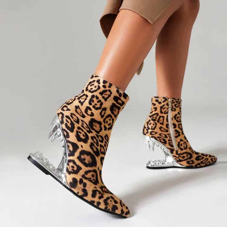 Leopard Zebra Tiger Heel Boots – Muschibitch Designer Statement Stiefel