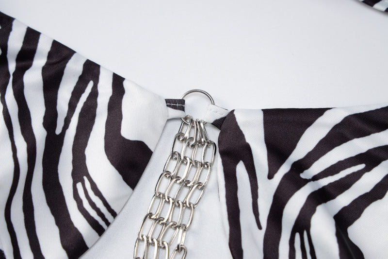 Muschibitch Sexy Ketten Bikini, Zebra Leopard Bikini, Animal Print Beachclub Swimwear