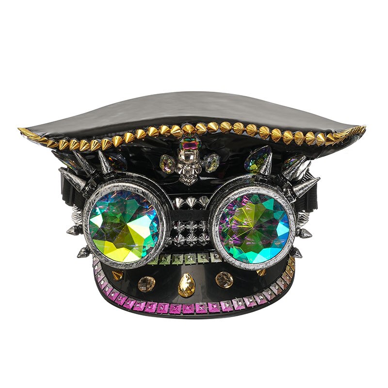 Muschibitch Luxus Rave Cap – Rhinestone Steampunk Party Hat