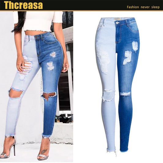 Muschibitch Split Denim Destroyed Jeans – Two Tone Ripped Skinny Jeans
