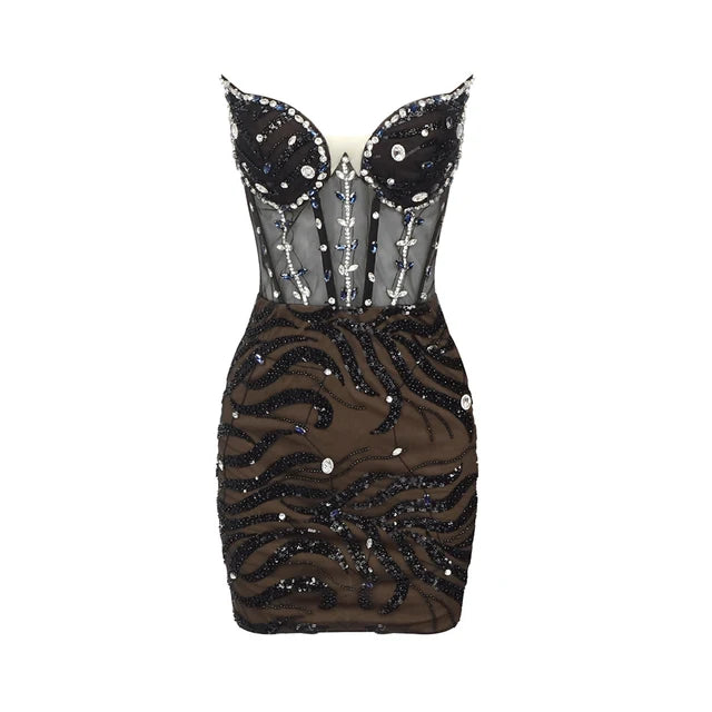 Muschibitch Crystal Dress mit Corsagenlook und Glamour-Finish