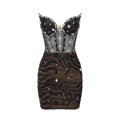 Muschibitch Crystal Dress mit Corsagenlook und Glamour-Finish