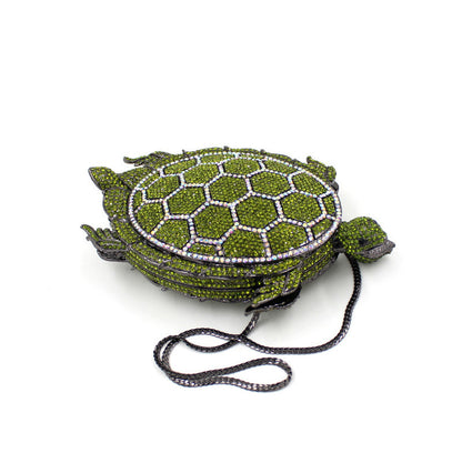 Muschibitch Emerald Turtle Crystal Clutch – Luxus Designer Schildkröten Tasche