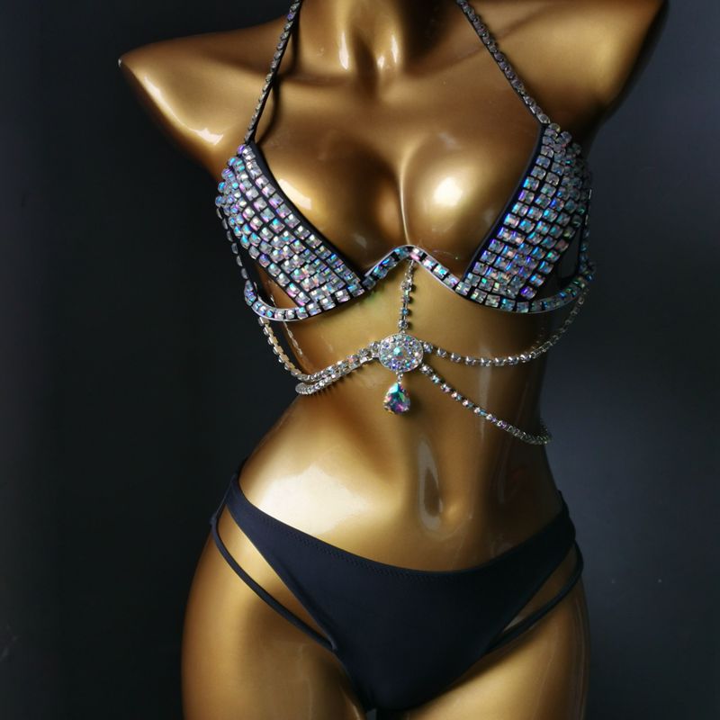 Muschibitch Strass Bikini Damen mit Hard Cup & Tassel Glam Set