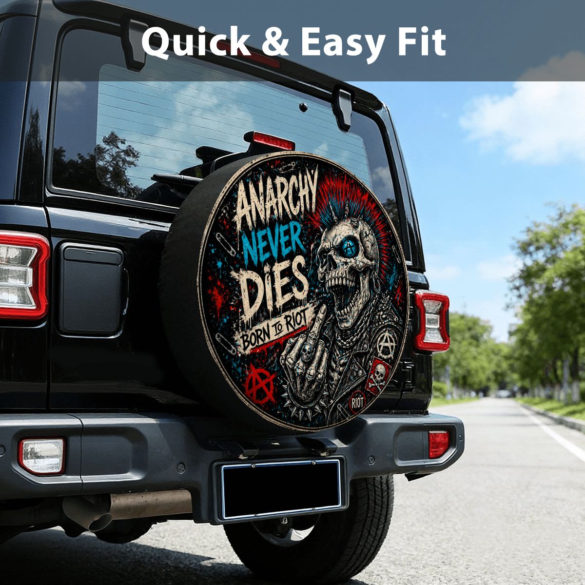 Punkgraf Reserveradabdeckung Offroad SUV Ersatzrad Cover mit Punk Skull Motiv Reifenabdeckung