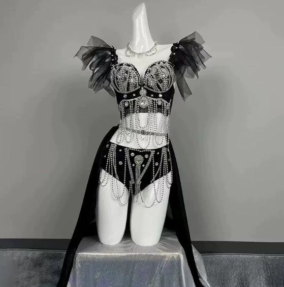Muschibitch Exklusive Strass Bikini Set Damen Showgirl Luxus Glamour Outfit