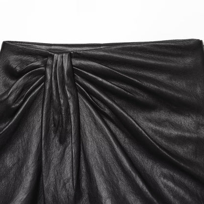 Muschibitch Lederlook Shortsrock Schwarz – sexy Faux Leather Skort