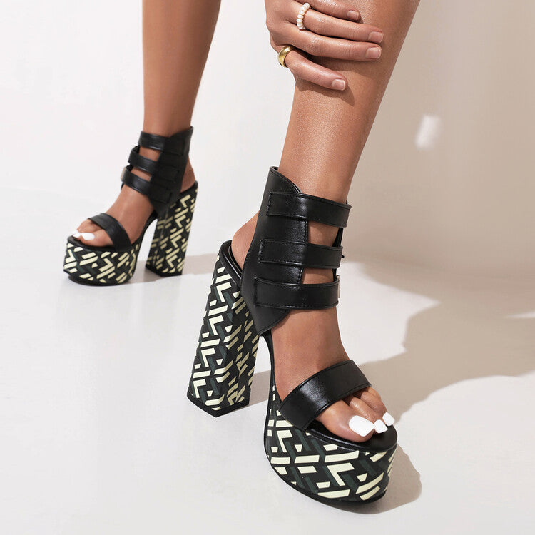 Punkgräfin Platform Sandalen – Punk High Heel Gladiator Heels Damen