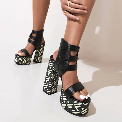 Punkgräfin Platform Sandalen – Punk High Heel Gladiator Heels Damen