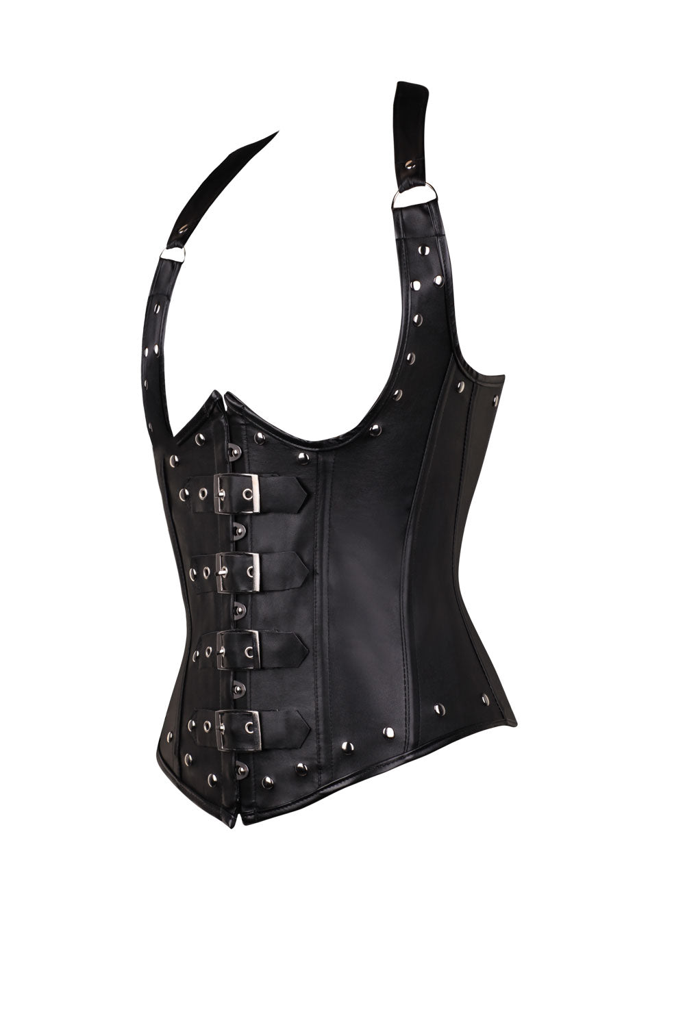 Punkgräfin Leder Halter Corset – Gothic Punk Taillenformer mit Schnallen & Nieten