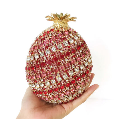 Muschibitch Pineapple Crystal Clutch – Luxury Rhinestone Designer Evening Bag
