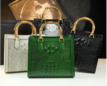 Punkgräfin Bamboo Croco Tote – Luxury Crocodile Pattern Designer Handbag