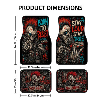 Punk Auto Fußmatten, Punkgraf Automatten Set, Gothic Auto Deko, No Future Fußmatten, 4-teiliges Car Mat Set