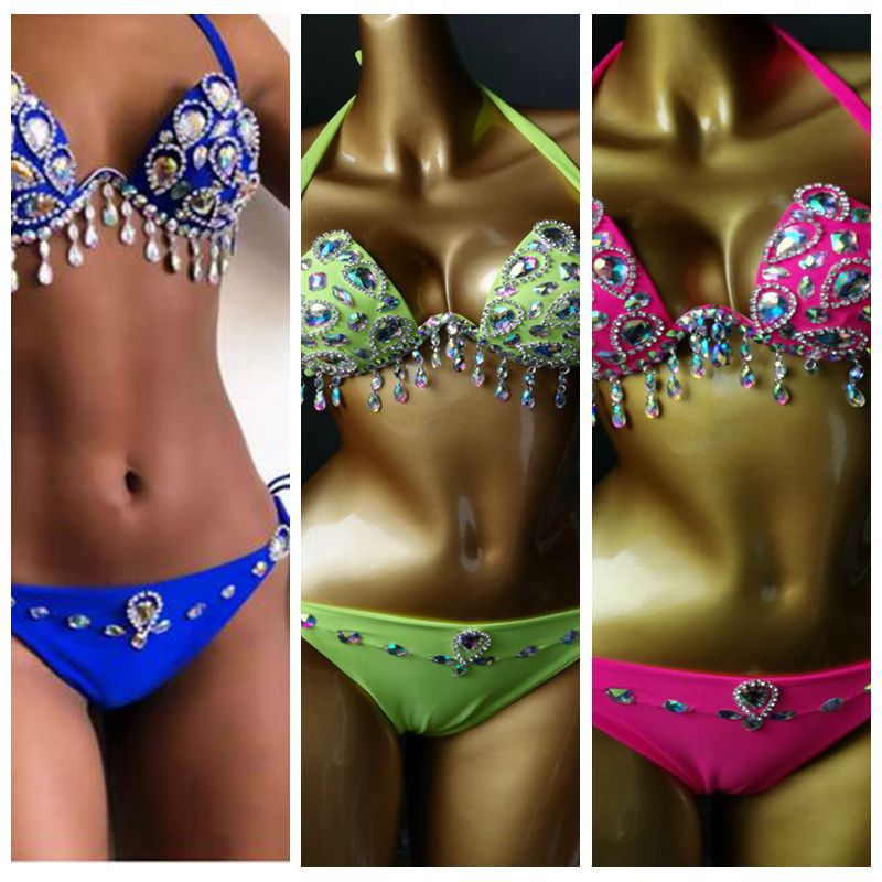 Muschibitch Crystal Luxe Bikini – Damen Strass Bikini Set mit Tropfenanhängern