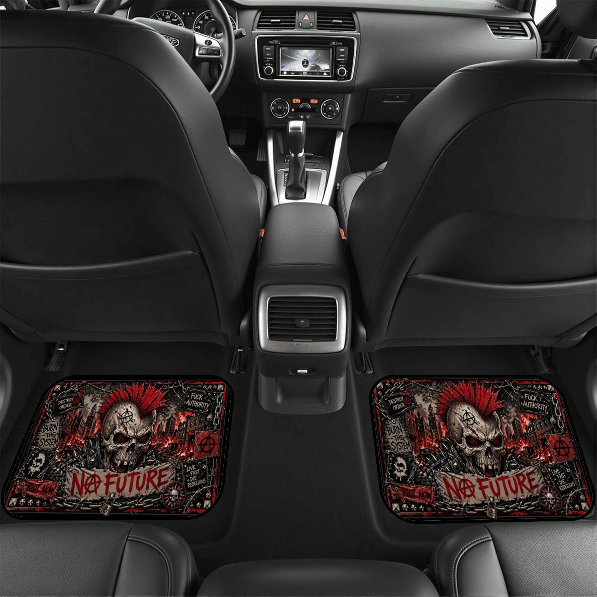 Punk Auto Fußmatten 2er Set Rücksitzmatten NO FUTURE Rear Floor Mats, Automatten, Punkgraf  Auto Deko
