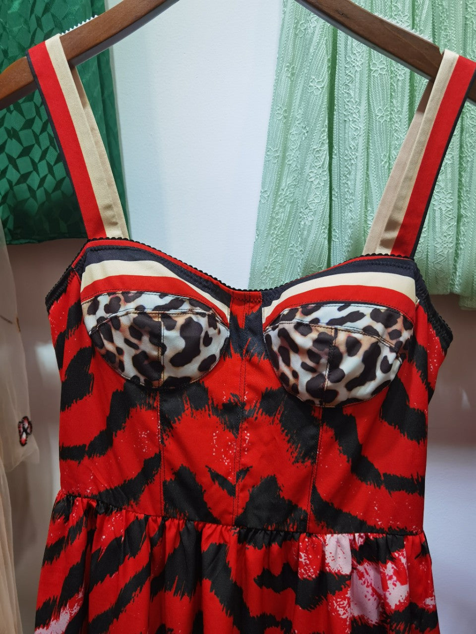 Muschibitch Red Tiger Dress – Animal Print Bustier Midi Kleid