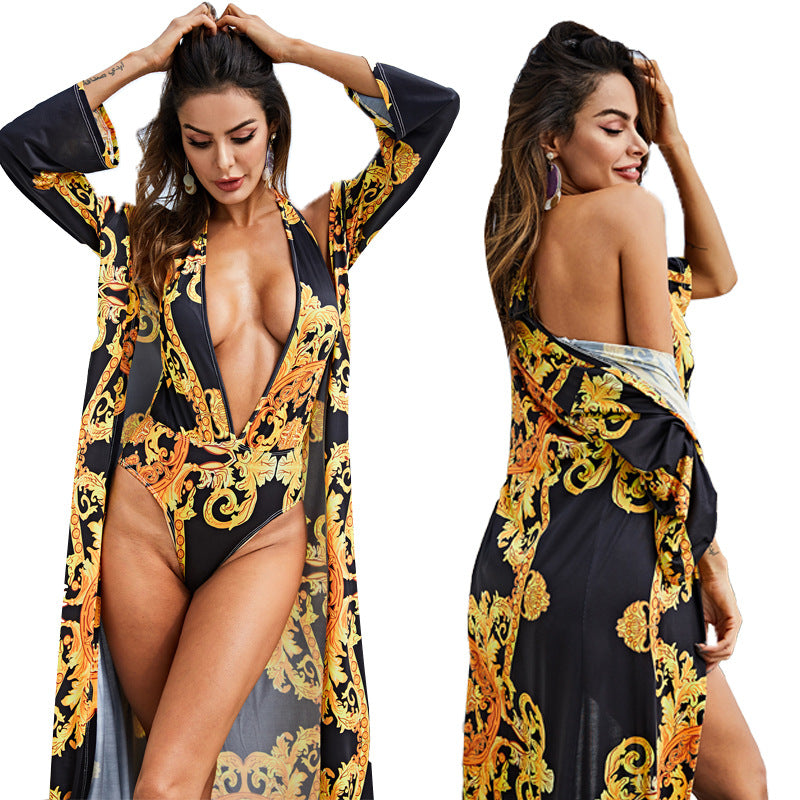 Muschibitch Badeanzug mit Strandmantel, Luxus Designer Badeanzug, Resort Wear, Beach Club Outfit