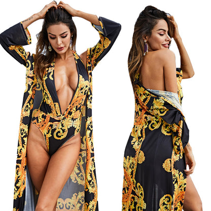 Muschibitch Badeanzug mit Strandmantel, Luxus Designer Badeanzug, Resort Wear, Beach Club Outfit