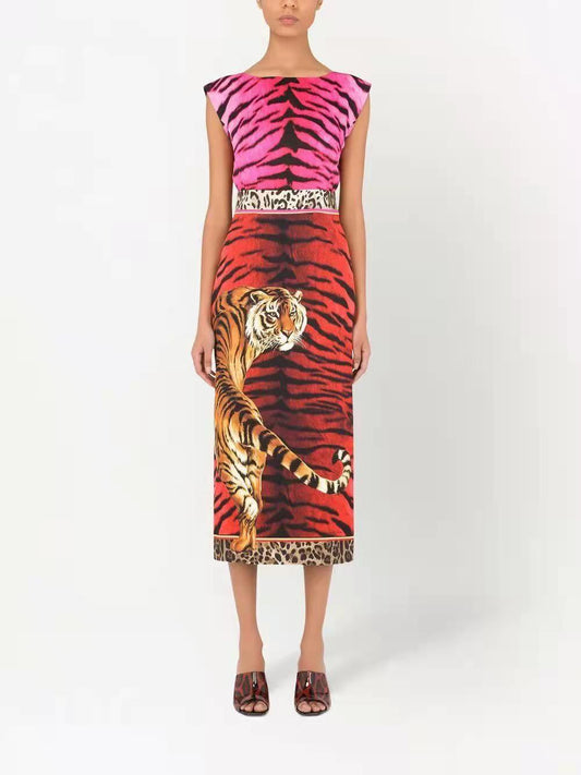 Muschibitch Tiger Queen Kleid – Animal Print Pencil Midi Dress