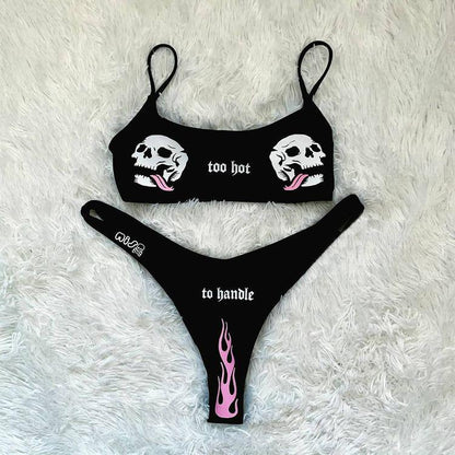Punkgräfin Skull Bikini Damen, schwarzer Statement Bikini, sexy Gothic Punk Swimwear (Kopie)