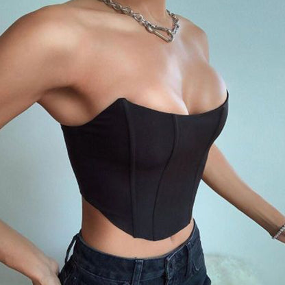 Muschibitch Corset Top – Sexy Bandeau Gothic Crop Top Damen Schwarz Pink Rot