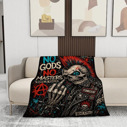 Punk Flanelldecke Decke NO GODS NO MASTERS Kuscheldecke – Punkgraf Rebel Blanket