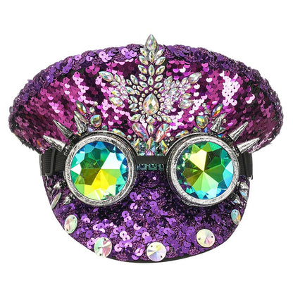 Muschibitch Luxus Rave Cap – Rhinestone Steampunk Party Hat