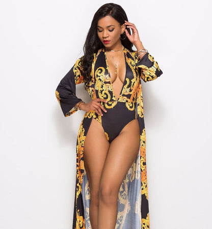 Muschibitch Badeanzug mit Strandmantel, Luxus Designer Badeanzug, Resort Wear, Beach Club Outfit