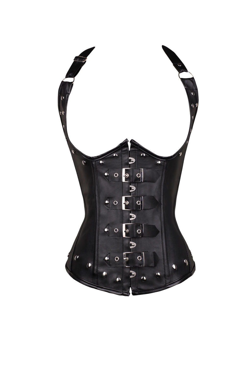 Punkgräfin Leder Halter Corset – Gothic Punk Taillenformer mit Schnallen & Nieten