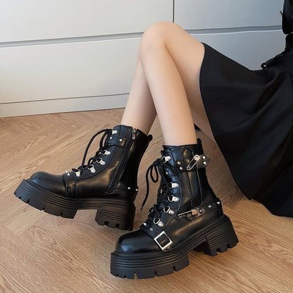 Punkgräfin Punk Boots – Gothic Plateau Combat Boots Damen