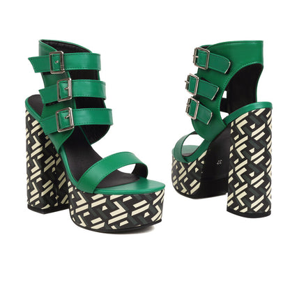 Punkgräfin Platform Sandalen – Punk High Heel Gladiator Heels Damen