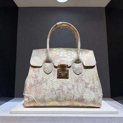 Punkgräfin Luxury Snake Print Designer Handbag – Turquoise Python Leather
