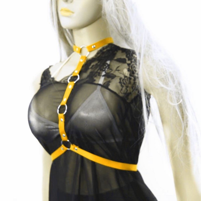 Punk Gothic Harness Body Chain – Ring Strap Brust Harness - Viele Farben