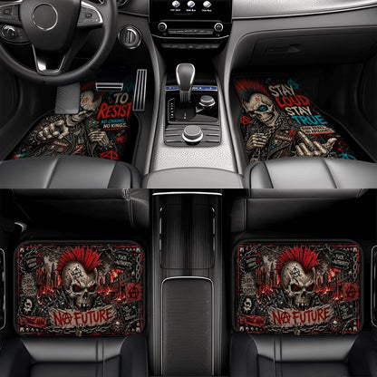 Punk Auto Fußmatten, Punkgraf Automatten Set, Gothic Auto Deko, No Future Fußmatten, 4-teiliges Car Mat Set