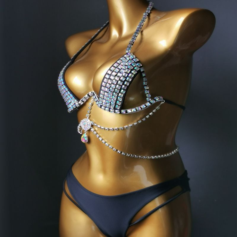 Muschibitch Strass Bikini Damen mit Hard Cup & Tassel Glam Set