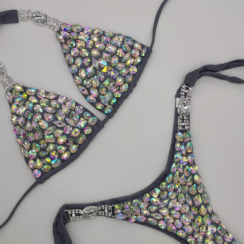 Muschibitch Strass Bikini Damen Glamour Triangel Bikini S–L