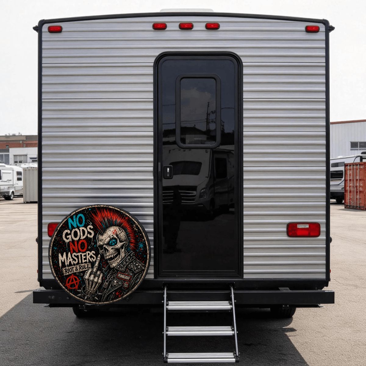 Punkgraf Reserveradabdeckung Offroad SUV Ersatzrad Cover mit Punk Skull Motiv Reifenabdeckung
