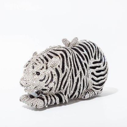 Muschibitch Crystal Tiger Clutch – Luxury Rhinestone Designer Evening Bag