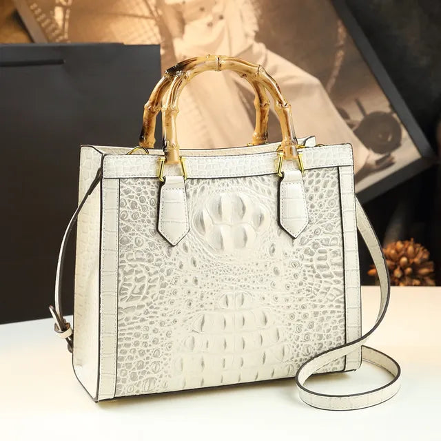 Punkgräfin Bamboo Croco Tote – Luxury Crocodile Pattern Designer Handbag