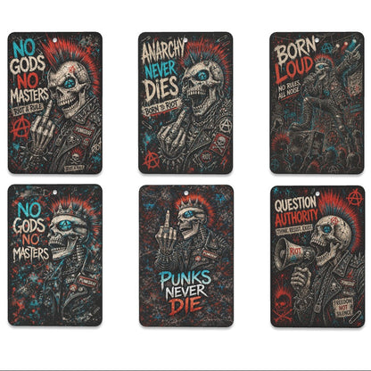 Auto Lufterfrischer Punk, Punkgraf Duftbaum Set, Gothic Auto Deko, 6 Duftkarten mit Rebel Motiven