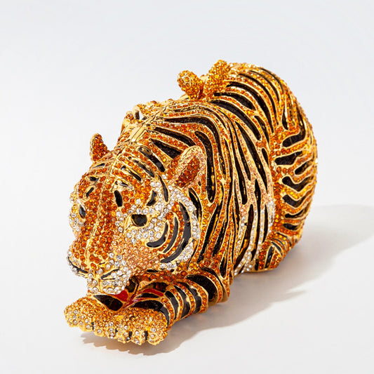 Muschibitch Crystal Tiger Clutch – Luxury Rhinestone Designer Evening Bag