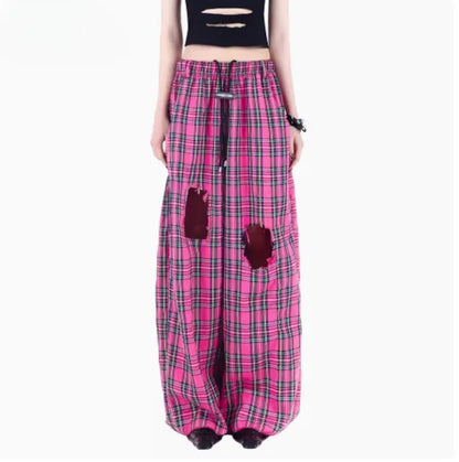Punkgräfin Pink Punk Rock Set – Destroyed Checkered Shirt & Pants