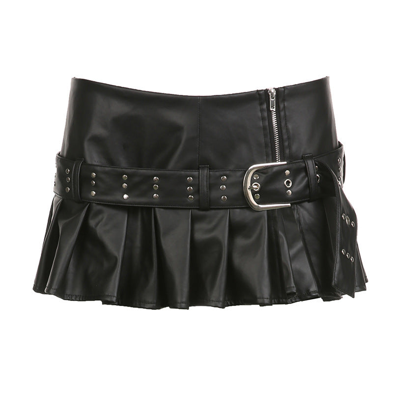 Muschibitch Biker Rivet Mini Skirt – Sexy Punk Leather Look